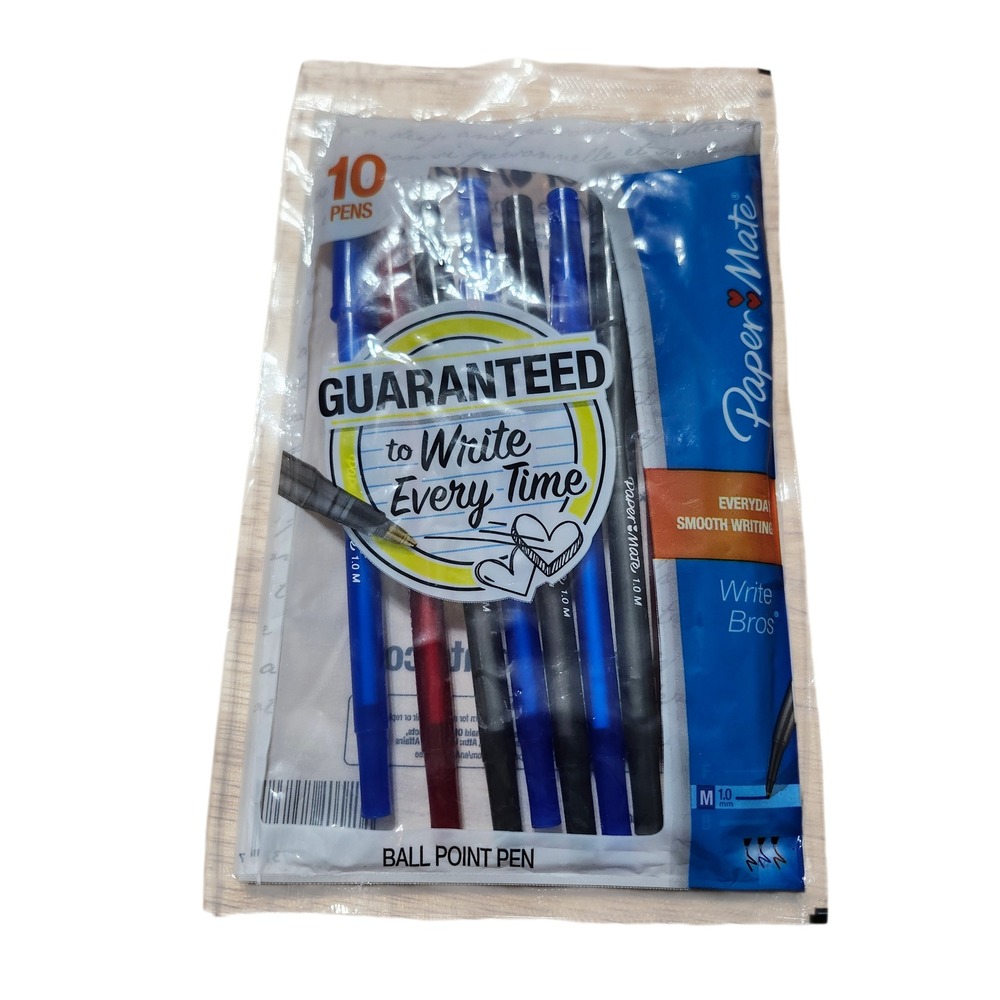 Paper Mate Write Bros‎ 10 Pack Red Ballpoint Pens Medium Point 1.0mm New 2011
